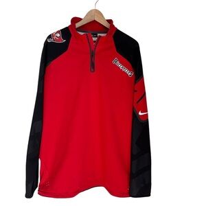 Nike Mens NFL Buccaneers 1/4 Zip Long Sleeve in Red and Black Shirt Size L‎